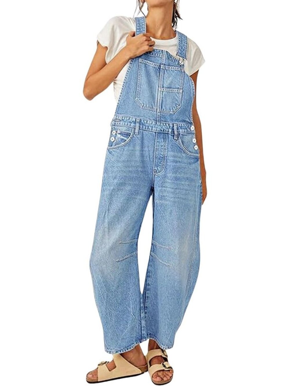 Trendy Y2K Baggy Barrel Jeans Overalls | Wide Leg Denim Jumpsuit & Patchwork